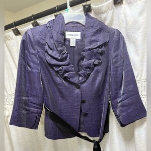 Victor Costa Women's Purple Ruffled Blazer